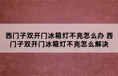 西门子双开门冰箱灯不亮怎么办 西门子双开门冰箱灯不亮怎么解决